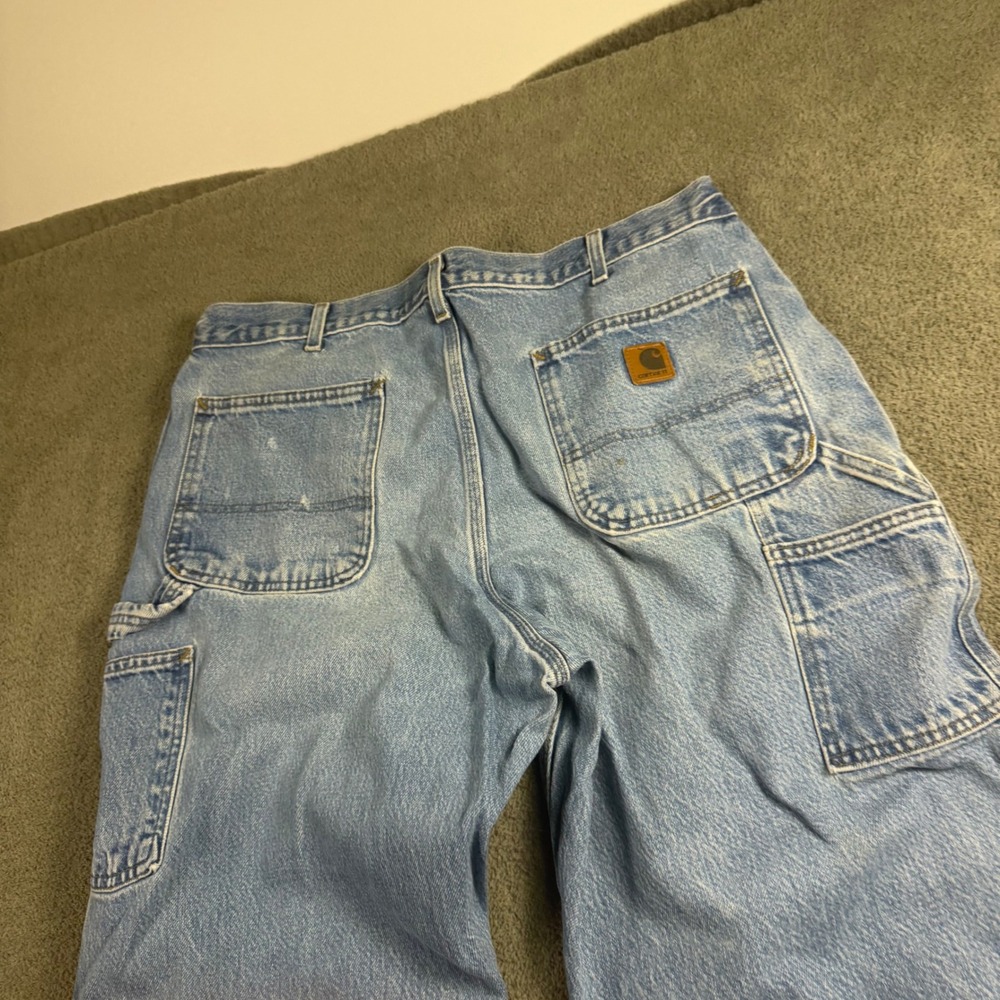 Carhartt B137 DST Dungaree Fit Jeans Light Wash Blue Carpenter Pants 38x30